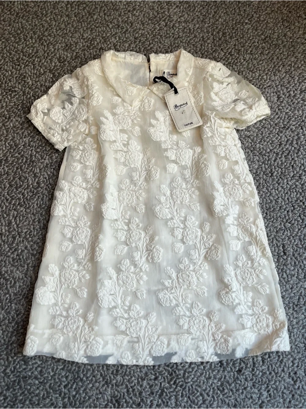 Bonpoint Cream Floral Embroidered Girls Dress NEW